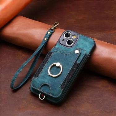 Imagem de Capa de telefone de couro flip com suporte de anel para XiaoMi 13T 12 12T 11T Pro POCO X5 X3 NFC M3 M5 F3 F5 Capa de alça de cartão carteira RFID, verde, para POCO X3 (X3 Pro)