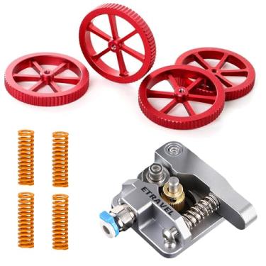 Imagem de Kit de atualização oficial para impressora 3D com extrusora MK-8 totalmente em metal, 4 porcas de nivelamento de torção manual vermelhas e 4 molas de nível de cama para Ender 3/Ender 3 V2/Ender 3 Pro/