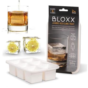 Imagem de Bandeja de gelo Bloxx King Cube faz 6 cubos gigantes de 5 cm para refrescar seu uísque e uísque – inclui tampa