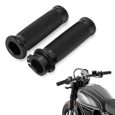 Imagem de Amazicha Punhos de guidão de motocicleta de 2,5 cm pretos compatíveis com Harley Sportster Touring Honda Kawasaki Suzuki Yamaha Bobber Chopper