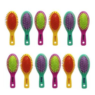 Imagem de Kit 12 Mini Escovas de Cabelo Collors Escovinha de Bolsa Viagem Cores 