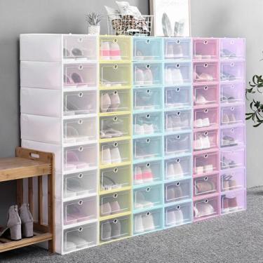 Imagem de Kit 10 Caixa Organizadora Para Tênis Sapatos Empilhável e Resistente -