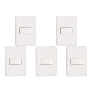 Imagem de Kit C/5 - Conjunto Perlex Aros 4X2 Branco Com Placa(1Para...