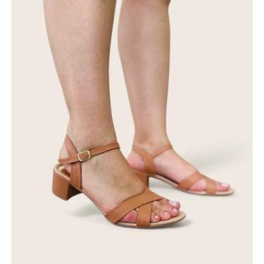 Imagem de Sandália Feminina Salto Bloco Médio Confortável e Elegante - Água & Pe