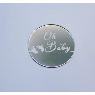 Imagem de Set of 20 Oh Baby Silver Mirror Cake Topper,Acrylic Cake Charm,Baby Shower Cupcake Decor,Cake Decorating Supplies Kit Boys Girls Birthday Cake Decorations Birthday Party Supplies