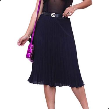 Imagem de Saia Plissada Midi Crepe Moda Evangélica - Look Modas Octavio, G, Pret