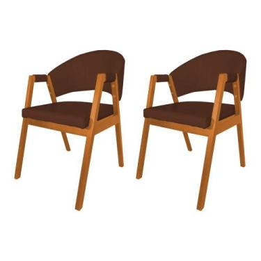 Imagem de Kit 2 Cadeiras De Jantar Madeira Maciça Cerejeira Premium Helen Facto 