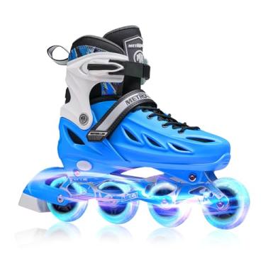 Imagem de METROLLER Patins em linha para meninas e meninos, mulheres, homens 4 tamanhos de lâminas ajustáveis com rodas iluminadas, lâminas de rolo para iniciantes iluminadoras para crianças e adultos jovens