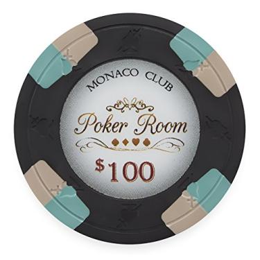 Imagem de Claysmith Gaming Pacote com 50 fichas de pôquer Monaco Club, composto de argila pesada de 13,5 gramas (100 preto)