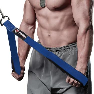 Imagem de Acessório de cabo de corda tríceps (dois comprimentos embutidos em um) Maior amplitude de movimento, tiras de extensão de corda de puxar para baixo tríceps acessórios cruzados de cabo (azul)