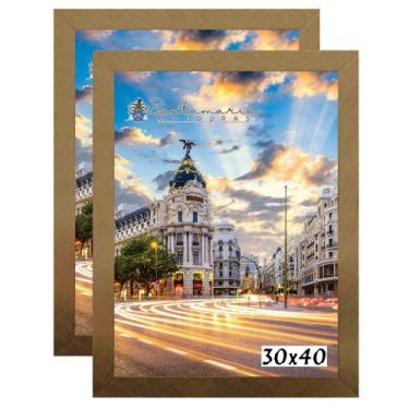 Imagem de Kit 2 Porta Retrato Molduras 30x40 Dourado - Santamaria Molduras