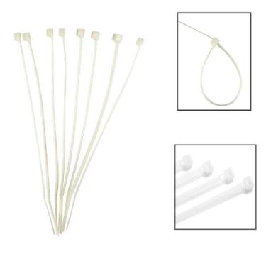 Imagem de Abraçadeira Nylon 4,8x250mm C/100 Pcs Fios Cabos - EDA, Branco