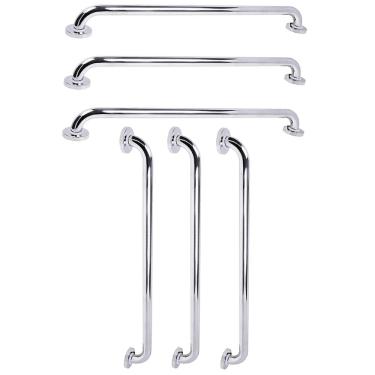 Imagem de Barra de Apoio 70cm Inox Kit 6 Unidades Idoso Criança Gestante Deficiente Banheiro Box Suporte Corrimao Escada Segurança Acessibilidade