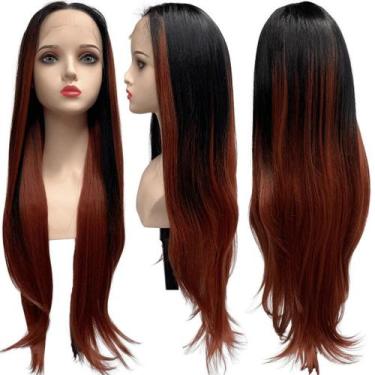 Imagem de Peruca front lace HD orgânica preto ombre hair ruivo L2/301 - LIONSWIG