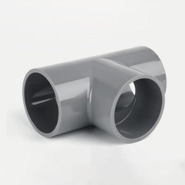 Imagem de LEPEVNEY Conector de cotovelo em forma de T de 3 vias U-PVC DN50, encaixe de tubo de grau de móveis 25 x 63 mm para móveis, prateleiras, piscina, cinza 1 peça