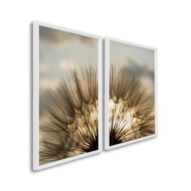 Imagem de Quadros Decorativos Dente de Leão Céu Nublado 2 Telas (Branco, 50x75, S/Vidro)