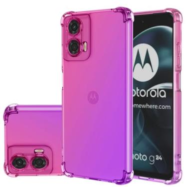 Imagem de Gufuwo Capa para Moto G24 4G/Moto G04/Moto E14/Moto G04S XT2423-1 linda capa para meninas e mulheres, capa protetora de TPU macio gradiente fina antiarranhões à prova de choque para Motorola Moto G24