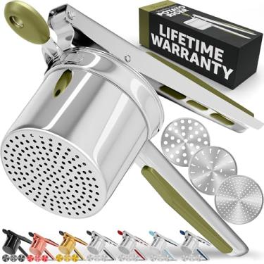 Imagem de Priority Chef Prioritychef grande espremedor de batatas de 15 onças com 3 discos, espremedor de batatas de aço inoxidável resistente para purê de batatas, espremedor de batatas, prensa e esp