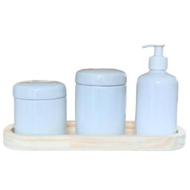 Imagem de Kit higiene bebê 4 peças - Bandeja, potes e porta álcool - Peças porce