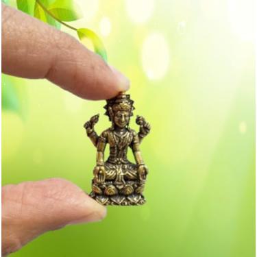 Imagem de Purpledip Rare Miniature Brass Idol Lakshmi: Estátua colecionável com acabamento muito fino detalhado (12698Z8)