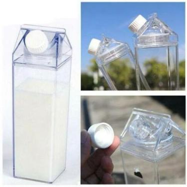 Imagem de Garrafa Grande Caixa Leite Suco Água Acrílica 1 Litro - AMG, Transpare