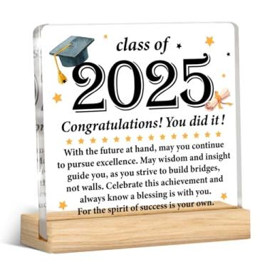 Imagem de Presente de formatura inspirador, High School College Phd Masters Degree Graduation Gifts Class of 2025 Placa acrílica para decoração de prateleira de mesa de casa