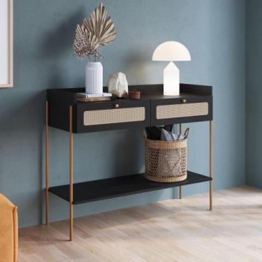 Imagem de Aparador Heitor 2 Gavetas 103cm Palhinha Pés metálicos Oslo Artesano, 