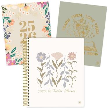 Imagem de bloom daily planners Agenda e calendário de professores de ano acadêmico 2025-2026 - Livro organizador de plano de aula de 7 períodos para sala de aula ou ensino em casa - 23 cm x 28 cm (capa