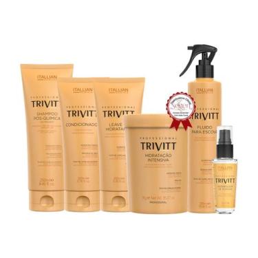Imagem de Kit Home Care Trivitt com Leave In + Hidratação 1Kg + Fluido Escova + 