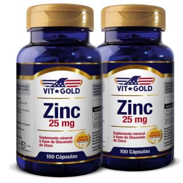 Imagem de Zinco 25Mg Vitgold Kit 2 Unidades 100 Cápsulas