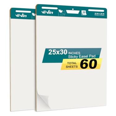 Imagem de ViVin Super Sticky Easel Pad, 25 in x 30 in Large Premium Self Stick Flip Chart Paper，30 Sheets/Pad, 2 Pads/Pack