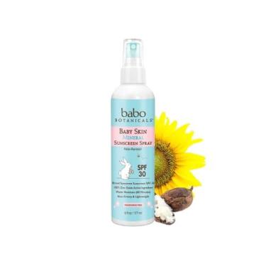 Imagem de Babo Botanicals Baby Skin Mineral Protetor Solar Spray fps 30 com 100% Óxido de Zinco Ativo, Resistente à Água, Sem Perfume, 6 Fl Oz