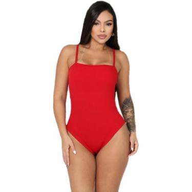 Imagem de Body Feminino Decote Reto Alcinha Tecido Anarruga Basico Verão Maiô Li
