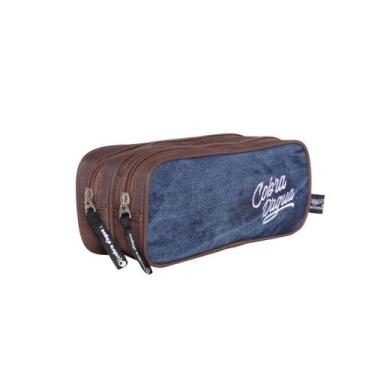 Imagem de Estojo cobra dagua com 2 divisórias - azul/marrom - Santino