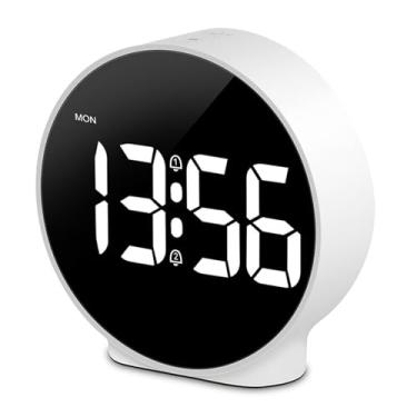 Imagem de Relógio Despertador Digital LED, Relógio Eletrônico Com 3 Níveis de Brilho, Alarmes Duplos, Soneca de 5 Minutos, Exibição Semanal, 12 Formato de Tempo de 24 Horas, (Caixa branca,