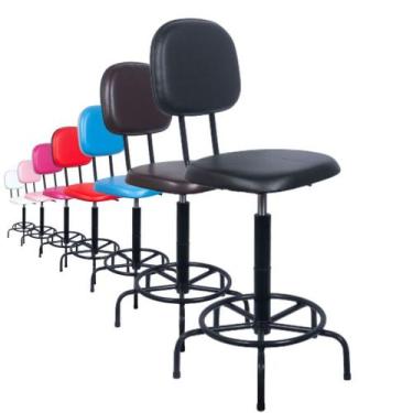 Imagem de Cadeira Caixa Alta Estofada Tecido Ecológico Preto - Barão das Cadeira