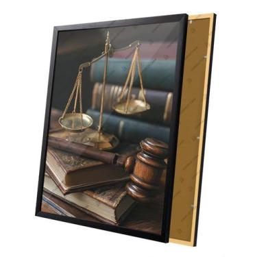Imagem de Quadro Escritório De Advocacia Martelo Balança e Livros - Complet Casa