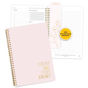Imagem de Decorably Agenda diária de 84 folhas sem data com programação horária, caderno de agenda diária com mola dourada de 16 x 23,5 cm com prioridades, lista de tarefas, acompanhamentos, notas e ideias e