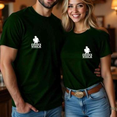 Imagem de Camiseta Algodão Casal Amigos Country Estampa Chora Viola Sertanejo Se