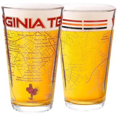 Imagem de Greenline Goods Conjunto de 2 copos de cerveja Virginia Tech - Logotipo Hokies colorido e mapa do campus - Ideia de presente Hokies para graduados e ex-alunos - Copos universitários