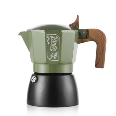 Imagem de Bincoo Fogão para máquina de café expresso - cafeteira italiana pequena de moka, perfeita para acampamento em casa, café, xícara única, 120 ml, 113 g (verde-preto)