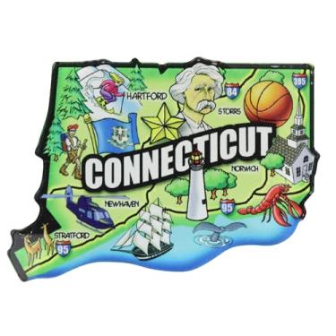 Imagem de Ímã acrílico do mapa da forma do estado de Connecticut, lembrança de viagem, feito nos EUA, 7,5 x 6,5 cm