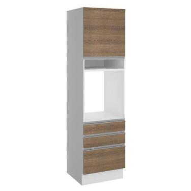 Imagem de Torre Quente Glamy 60cm 3 Gavetas Rustic/Branco Madesa