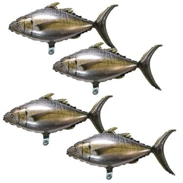 Imagem de Balões de folha de peixe realista inflável carpa atum mylar balão para decoração de festa temática de pesca, suprimentos de decoração de festa de pesca