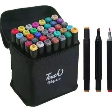 Imagem de Kit Estojo Canetinhas Ponta Dupla Marcador Permanente Touch Marker 24/