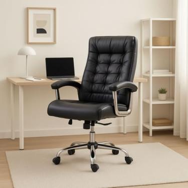 Imagem de Cadeira De Escritório Miami Presidente Ergonômica Tecnológica Com Molas Ensacadas Revestimento Pillow Top No Assento E No Encosto Com Sistema Relax E Trava Cor Preta Luvinco (Preto)