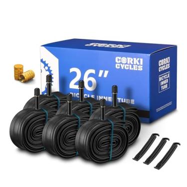 Imagem de corki Ciclos De Tubo De Bicicleta De 26 Polegadas, Pacote Com 2, Tubo Interno De Bicicleta 26 X 1,95 2,0 2,1 2,125 Válvula Schrader 32 Mm, Borracha Butílica Resistente 26 Substituição De Tubo De Bicic