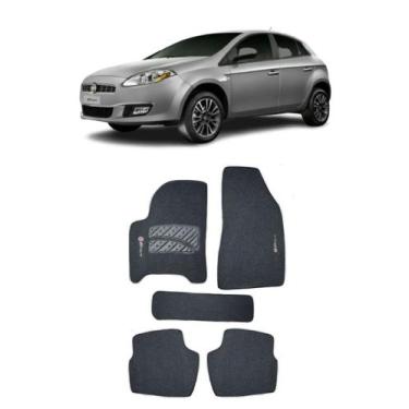 Imagem de Jogo Tapete Carpete Fiat Bravo 2011 a 2014 Com Logo Bordado Preto- 400