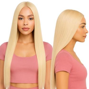 Imagem de Peruca Orgânica Lisa Sem Franja Loiro Claríssimo 60cm - Maya Hair