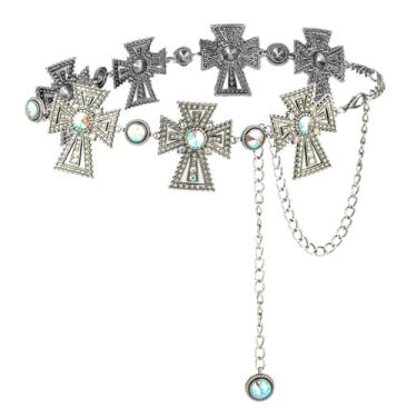 Imagem de ILuvatar Cinto Western Metal Concho para mulheres, corrente de cintura para mulheres, calça social ajustável, Prata - T15, M